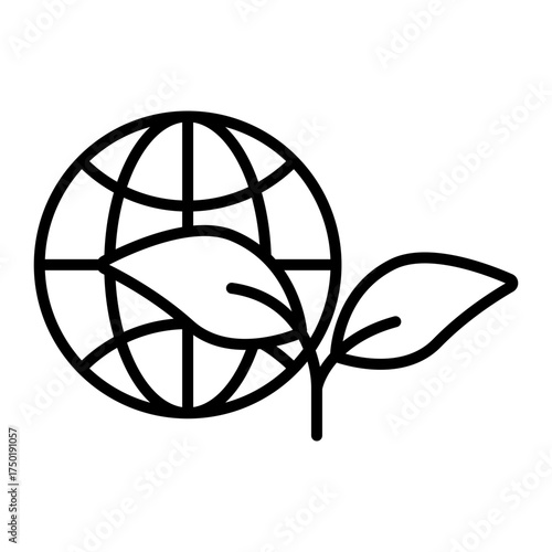 Globe with Leaf Illustration Symbolizing Eco-Friendly Initiatives and Environmental Awareness