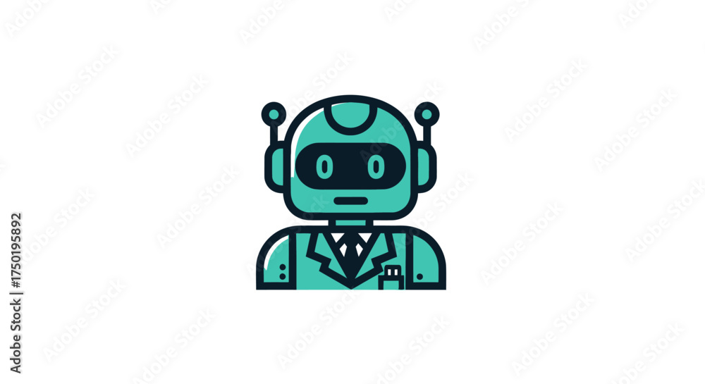 Obraz premium Teal robot wears a suit