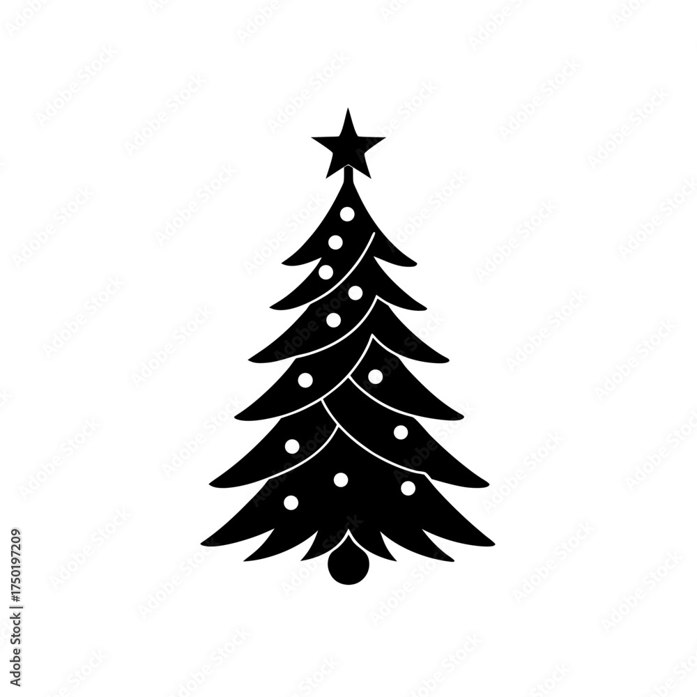 Obraz premium Silhouette christmas tree art on transparent background