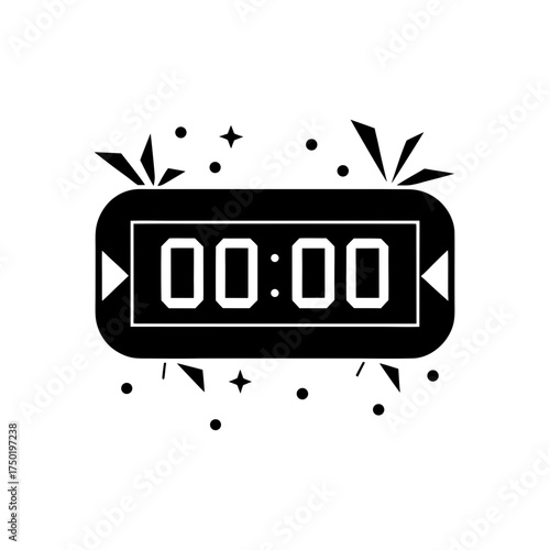 Digital clock showing zero time on transparent background