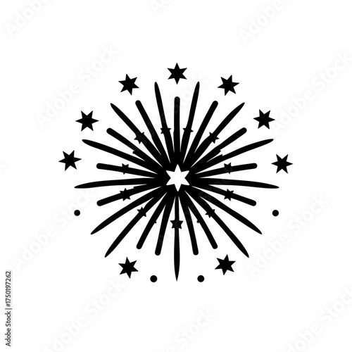 Stylized firework with stars on transparent background