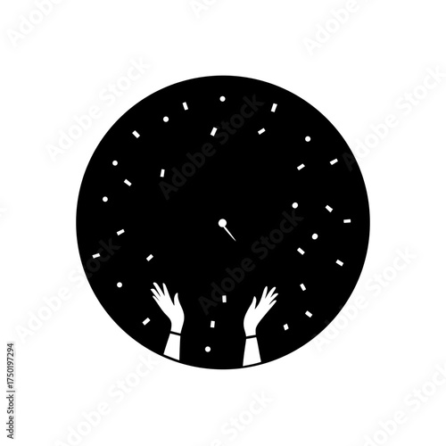 Hands reaching for the time on transparent background