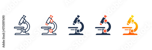 Microscope icon set multiple style collection
