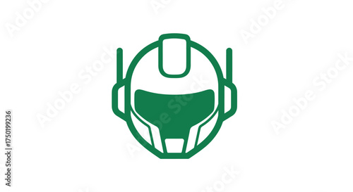 Green robot head design, simple clean graphics