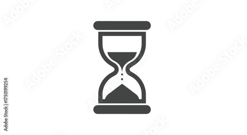 Dark gray hourglass with sand flowing between two chambers