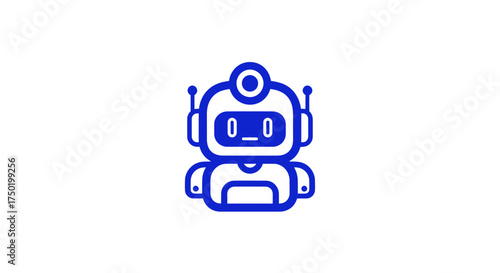 Simple blue robot icon on white background