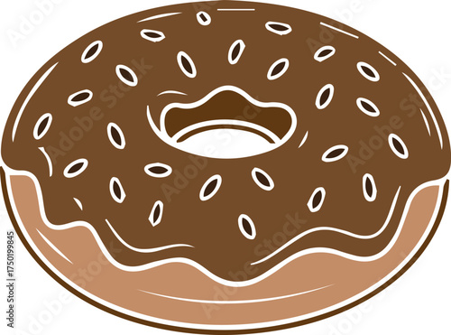 Minimalist Cream Glazed Donut Illustration on White Background — Modern Line Art Dessert Design