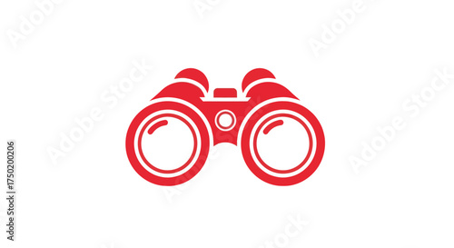 Red stylized binoculars icon