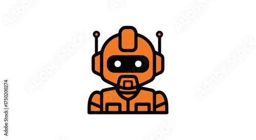 Orange robot with antenna eyes