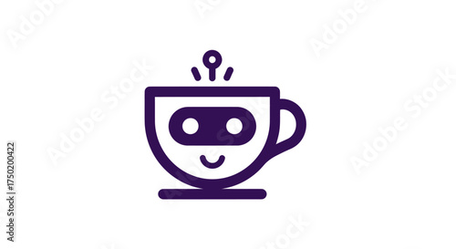 Robot-faced teacup icon with steam