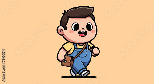 Cartoon boy with satchel