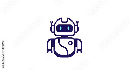 Simple cartoon robot with antennas, screens for eyes on white