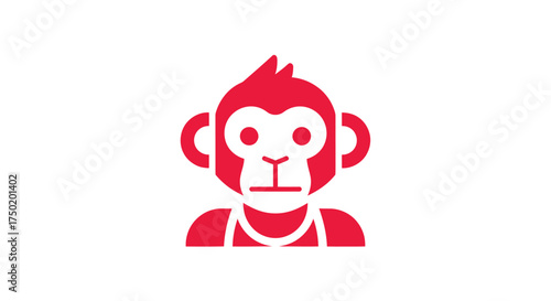 Red monkey cartoon with simple lines on a white background