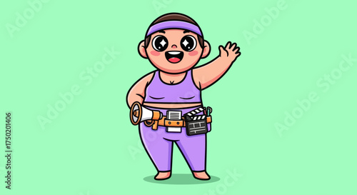 Animated woman with film tools