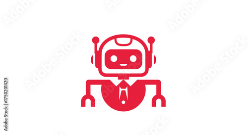 Red robot wearing a tie on a white background