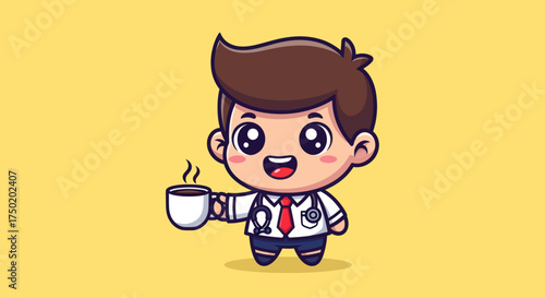 Cartoon doctor with coffee (2)