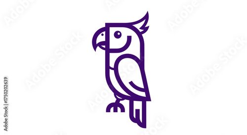 Stylized purple bird illustration, minimal lines