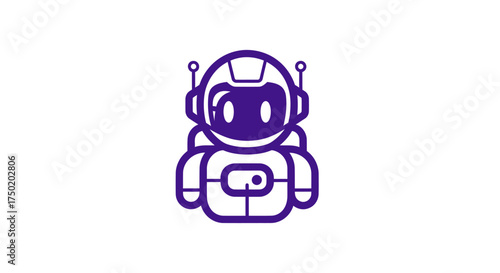 Purple robot icon with antenna on white