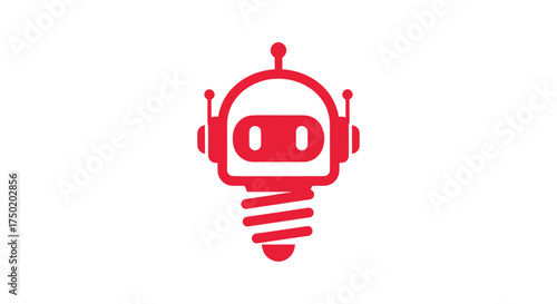 Red robot icon, bulb body
