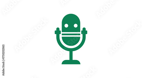 Green microphone icon on white background