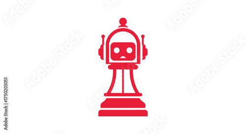 Red robot head atop rook piece