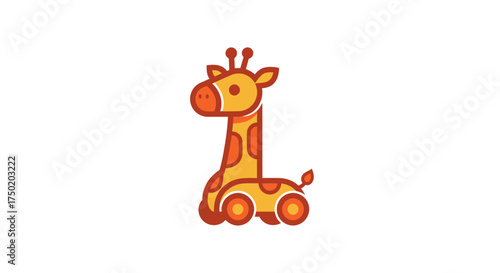 Cartoon giraffe-shaped toy with wheels