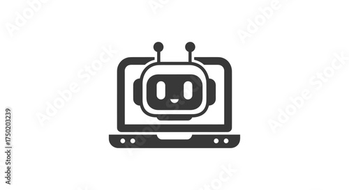 Laptop displays a cartoonish robot head