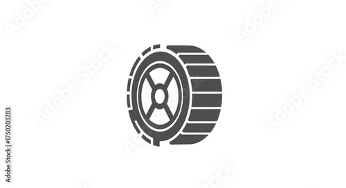 Gray tire with five-spoke wheel on white