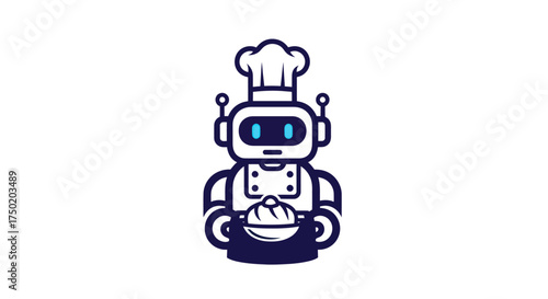 Robot chef holding a pastry