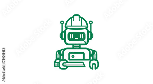 Cartoon green construction robot