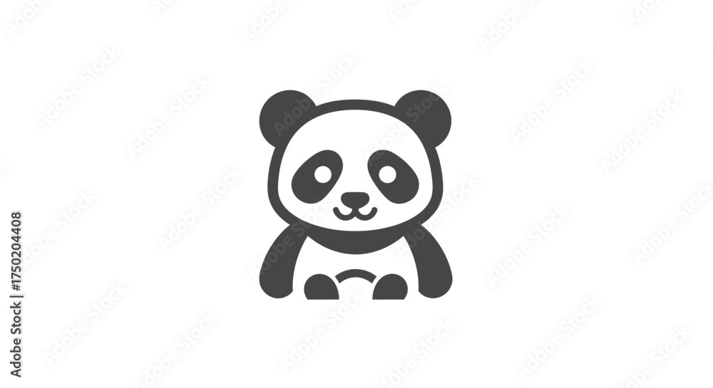 Naklejka premium Simple cartoon of a panda bear sitting with its stubby arms
