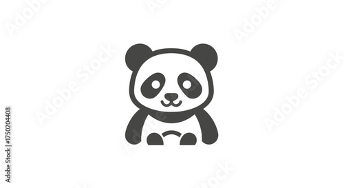 Simple cartoon of a panda bear sitting with its stubby arms