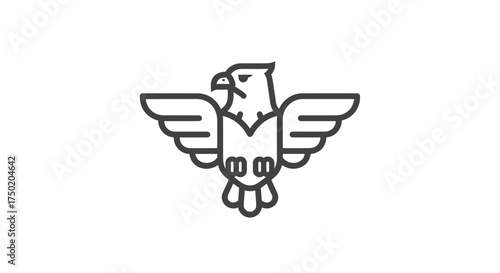 Stylized eagle icon with outstretched wings in black lines