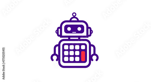 Purple robot icon with red button