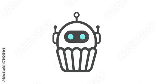 Cartoon vector of a robot inside a cupcake container