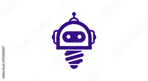 Robot head atop a lightbulb base, rendered in solid purple