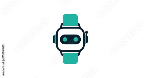 Smartwatch-like robot head icon with teal band and black outline