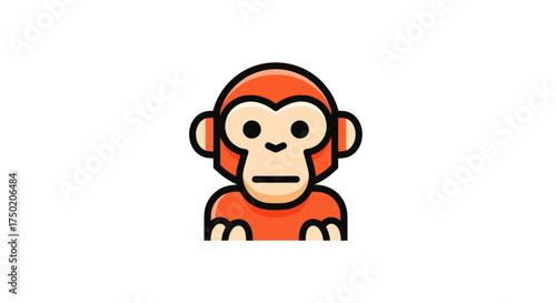Stylized monkey graphic with orange fur and beige face