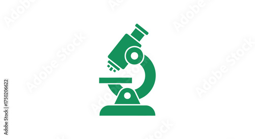 Green microscope icon on white background