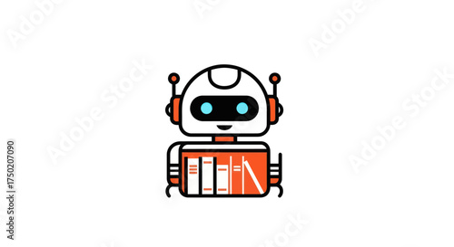 Cartoon robot holding books