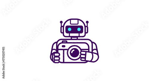Robot photographer with glowing eyes