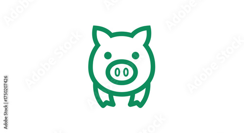 Green stylized pig icon on white, outlined in a single stroke