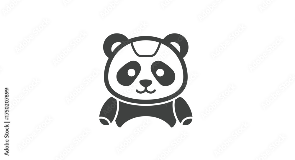 Naklejka premium Stylized dark gray panda icon