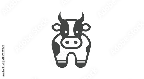 Stylized cow icon, black on white