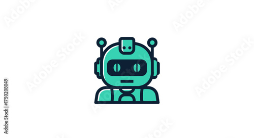 Teal bot with dark eyes