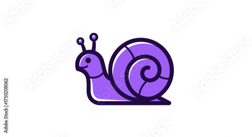 Purple cartoon snail with dark outline and spiral shell