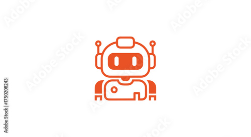 Simple orange robot icon on white background