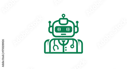 Green outline of a robot doctor