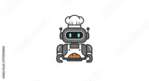 Robot chef holding bread