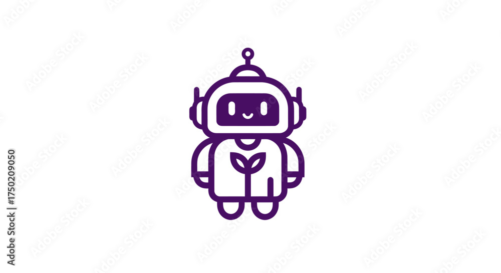 Fototapeta premium Purple robot with sprout design